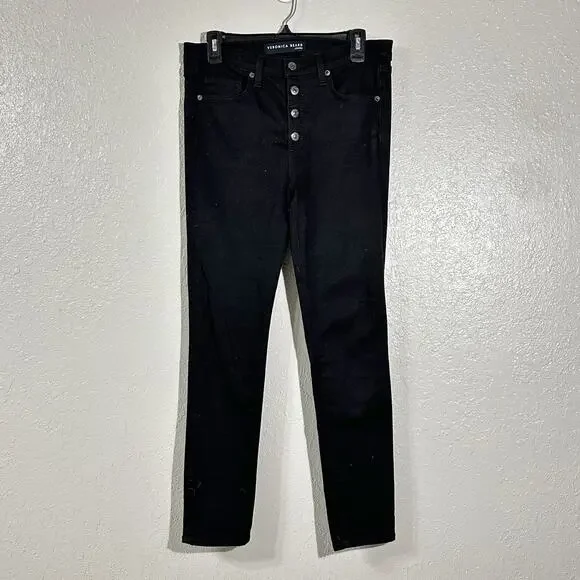Veronica Beard Debbie Ankle Crop Skinny Jeans Raven Black Women 30